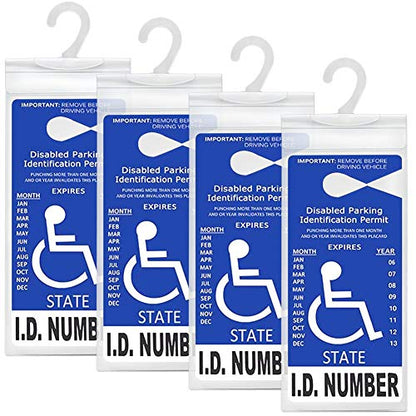 LotFancy Handicap Parking Placard Holder Cover, Disabled Parking Permit with Large Hanger for Autos, Pack of 4