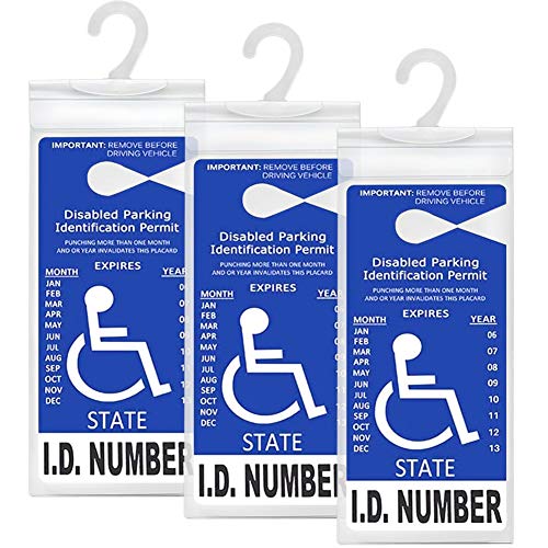 LotFancy Handicap Placard Holder for Auto, Pack of 3, Disabled Parking Permit Sign Holder with Larger Hook