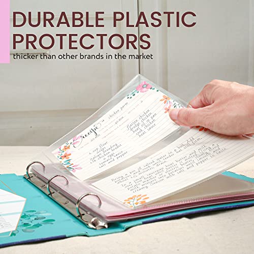 LotFancy 15 Recipe Cards Protectors and 5 Dividers, 18 Labels, Recipe Binder Refills, Durable Sheet Sleeves and Tabbed Dividers, 2 Slots per Page