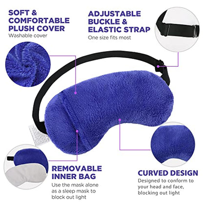 LotFancy Heated Eye Mask for Dry Eyes, Microwavable, Lavender Eye Compress Moist Heat, Cooling Eye Mask for Sleeping, Hot Cold Therapy for Stye, Puffy, Migraine, Fatigue Relief