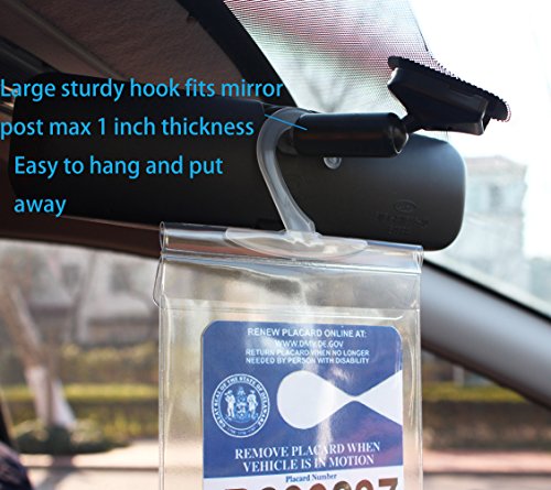 LotFancy Handicap Parking Placard Holder Cover, Disabled Parking Permit with Large Hanger for Autos, Pack of 4