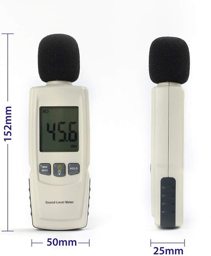 LotFancy Decibel Meter Sound Level Reader, DB SPL Meter Noise Detector, Range 30dba - 130dba with Max/Min Data Hold Function, Large Backlit LCD Display, Self-Calibrated Batteries Included
