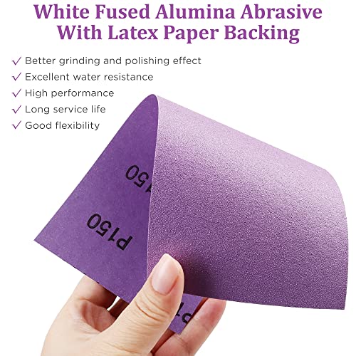 LotFancy 60 to 2000 Grit Sandpaper Assortment, 30PCS 9 x 3.6” White Fused Alumina Wet Dry Sanding Sheets, for Automotive Metal Sanding Polishing, Wood Finishing, Purple