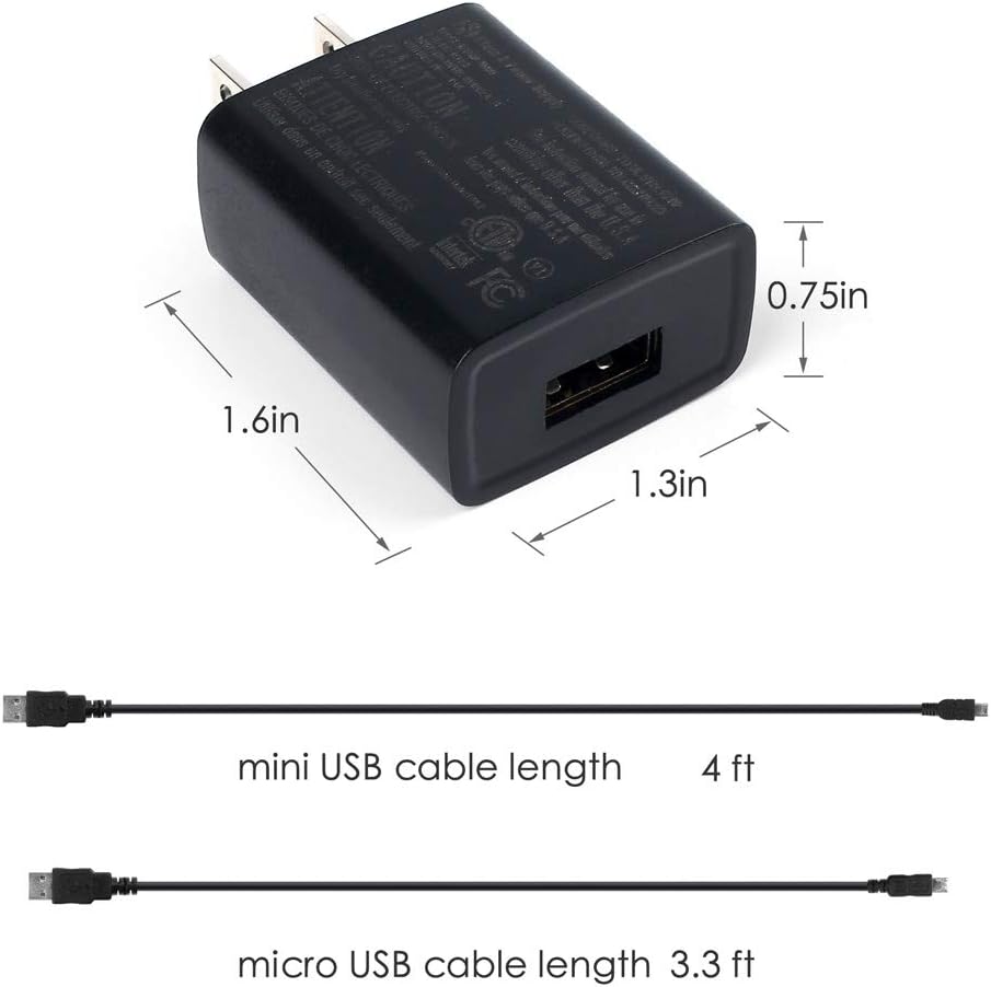 Charger and Data Cable for Texas Instruments TI-84 Plus CE Graphing Calculators, TI 84 Plus C Silver Edition, TI-Nspire CX, TI-Nspire CX CAS, Power Supply Adapter with Mini USB and Micro USB Cable