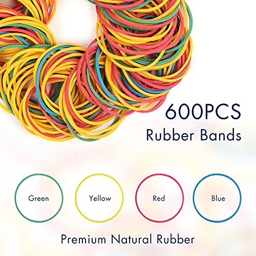 LotFancy Multicolor Rubber Bands, 600PCS 1.77” (45mm) Elastic Durable Stretchy Colorful Rubber Bands for Tie Dye, Office Supplies