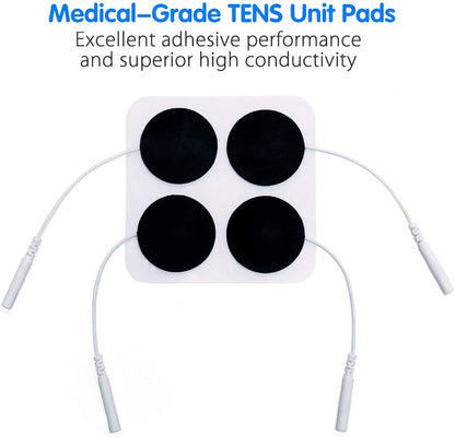 TENS Unit Pads, 40PCS Round Electrodes Pads, 1.25" Reusable Carbon Electrotherapy Pads for EMS Muscle Stimulator, with 2.0 mm Pigtail Connectors