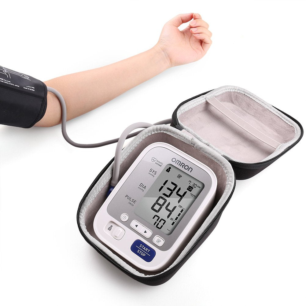 LotFancy Hard Case Travel Bag for Omron BP742N 5 Series Upper Arm Blood Pressure Monitor with Cuff That fits Standard and Large Arm