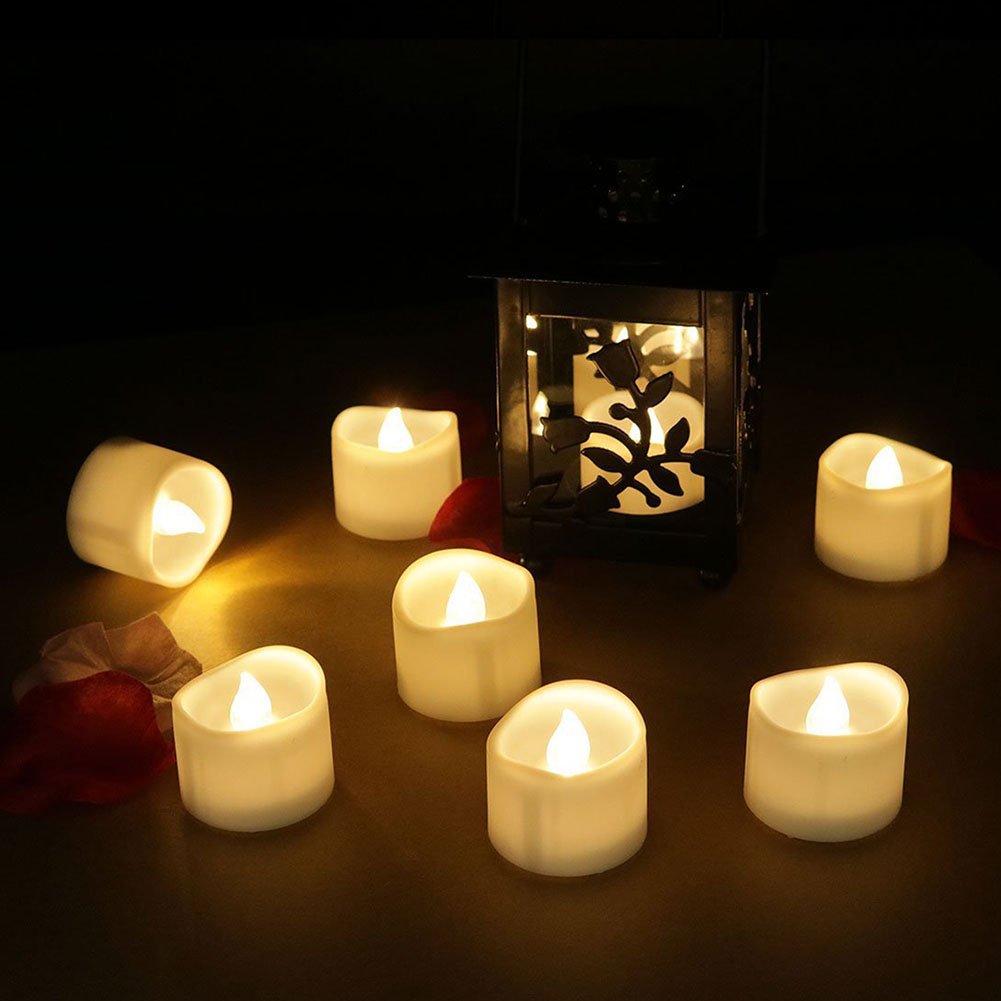 LotFancy Flameless Flickering Candles - Battery Operated Bright LED Tealight Candles Set - Electric Realistic Votive Candles, Warm White, Unscented, Pack of 12