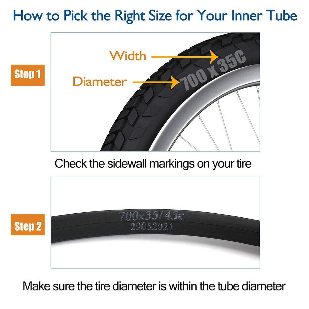 LotFancy 28" 700x35/37/38/40/42/43c Bike Tubes, Packof 2, 700c Road Bicycle Tire Tube