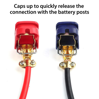 LotFancy 2Pcs Battery Terminal Quick Release, Battery Quick Disconnect Terminal Clamps, with Red (+) & Blue (-) Cover for Top Post Battery