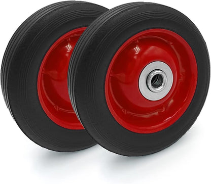 LotFancy 2 Pack 6” x 1.5” Flat Free Hand Truck Wheels, 6 inch Solid Wheels for Dolly Lawnmower, 1/2 in Bore Hole, Max 132 lbs Load Capacity
