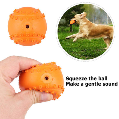 Prime Pets 4 Pack IQ Treat Ball, Fun Interactive Food Dispensing Dog Toys, Non-Toxic Natural Rubber Dog Puzzle Chew Toys, for Tooth Cleaning, Chewing, Playing