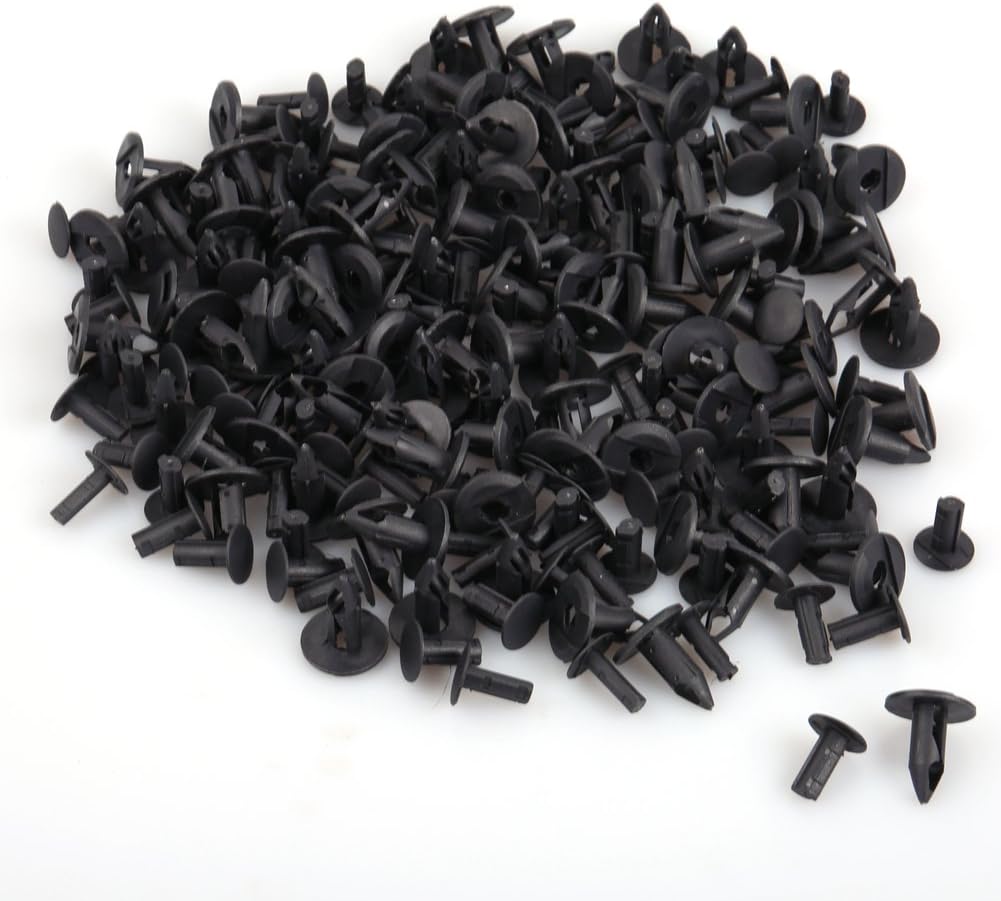 LotFancy 100PCS Plastic Fender Bumper Clip Fastener Rivet Auto Body Clips, 8mm Hole