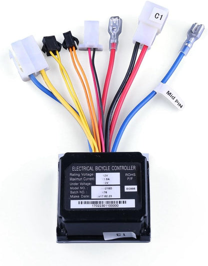 LotFancy 12V Controller for Razor Power Rider 360 Electric Tricycle, 7 Connectors, Replacement Part Number W20136401015, Model ZK1218D-Rohs