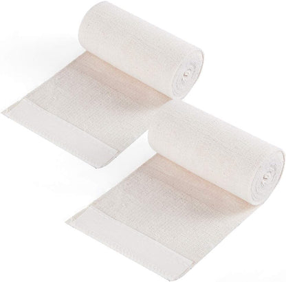 Pack of 2 White Cotton Elastic Bandage with Hook Closure on Both Ends