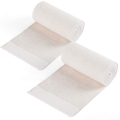 Pack of 2 White Cotton Elastic Bandage with Hook Closure on Both Ends