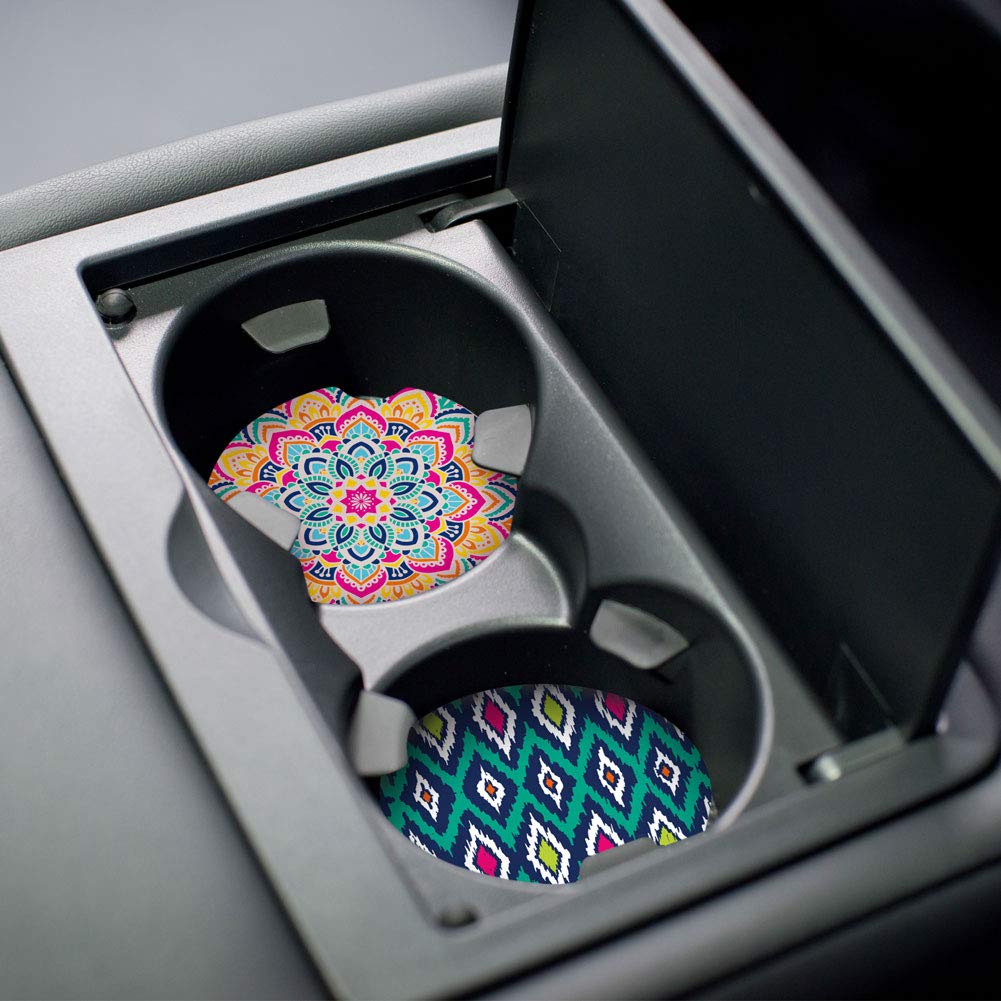 LotFancy Car Coasters Ceramic Absorbent, 2.56 inch Car Cup Holder Coasters for Women Men