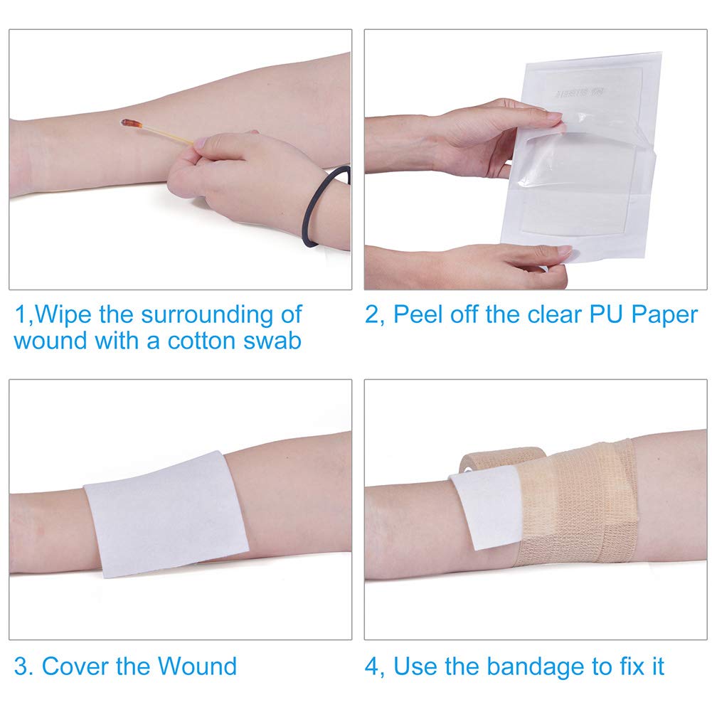 Calcium Alginate Wound Dressing Pads| 4” x 8” Patches, 5-Pack, Non-Stick Padding, Highly Absorbent & Comfortable| Flexible & Gentle on The Skin, Faster Healing