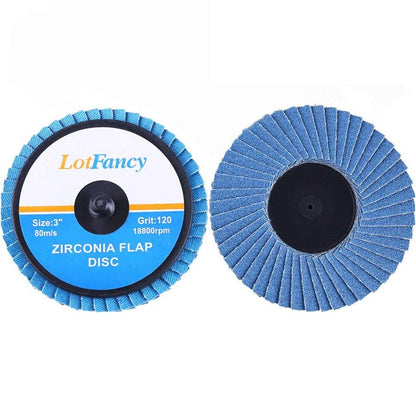 3 Inch Flap Disc - 10PCS 120 Grit Sanding Grinding Wheels by LotFancy, Roll Lock Type, T27, High Density Zirconia Alumina