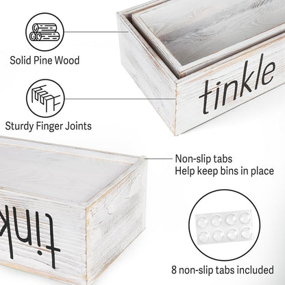 LotFancy Bathroom Decor Box 2 Pack, Wooden Back of Toilet Storage Basket, Toilet Paper Organizer for Home Décor