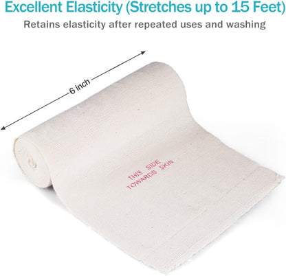 Pack of 2 White Cotton Elastic Bandage with Hook Closure on Both Ends