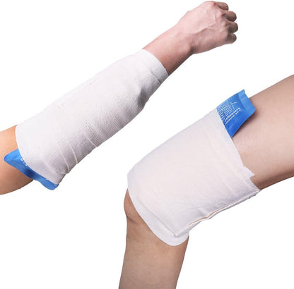 Pack of 2 White Cotton Elastic Bandage with Hook Closure on Both Ends