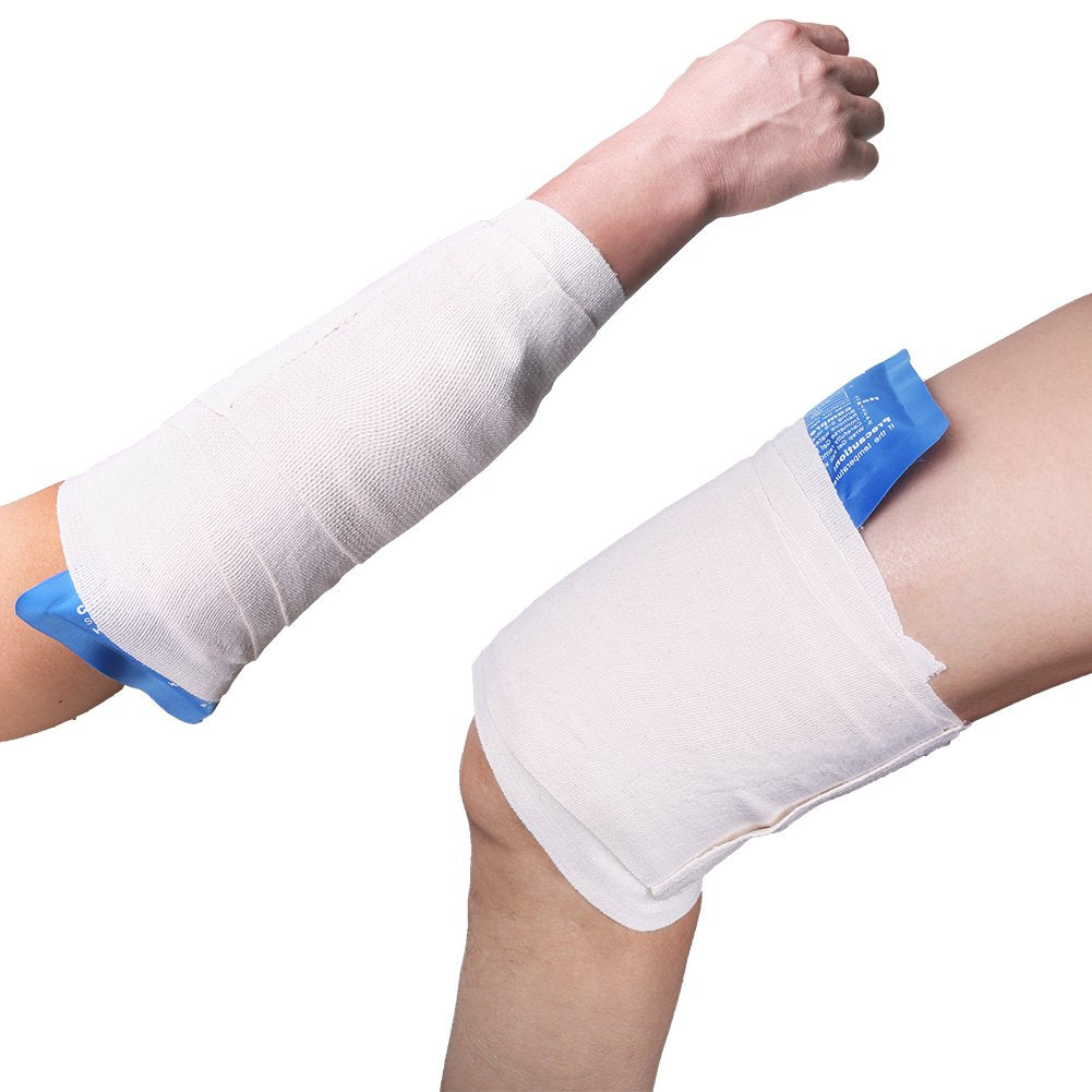 Pack of 2 White Cotton Elastic Bandage with Hook Closure on Both Ends