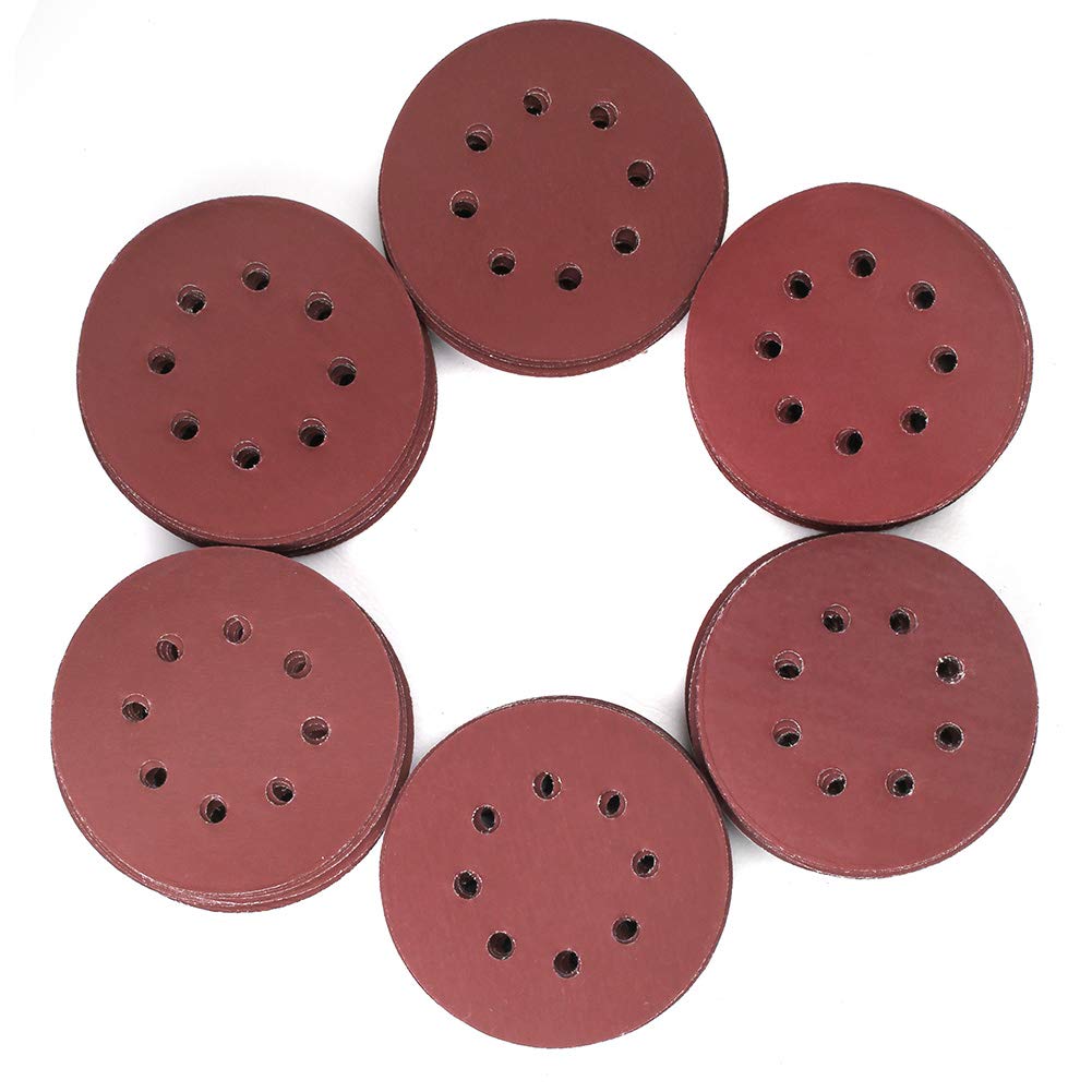 LotFancy Sanding Disc 5 Inch 8 Hole, 40-3000 Grit Assorted Sand Paper, Hook and Loop Sandpaper Assortment, Random Orbital Sander Pads