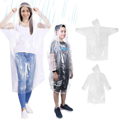 Rain Poncho for Adults and Kids, 5PCS Clear Raincoats with Drawstring Hood, Disposable Rain Coats for Women Men, Emergency Rain Gear for Travel Outdoors Hiking Camping, 3 for Adults and 2 for Kids