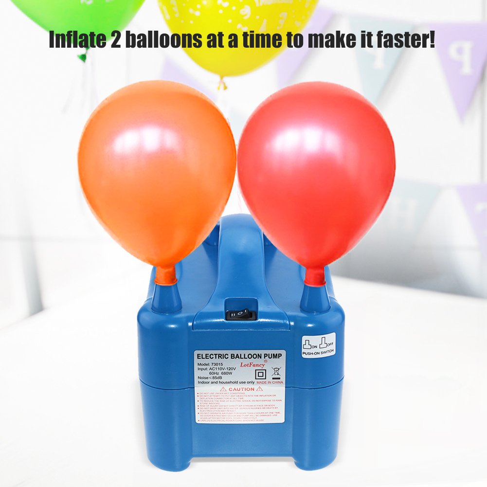 LotFancy 680W High Power Electric Balloon Pump, 110V-120V Balloon Inflator Pump for Party Decoration, Portable, Dual Nozzle Air Balloon Filler Machine, Fast & Efficient