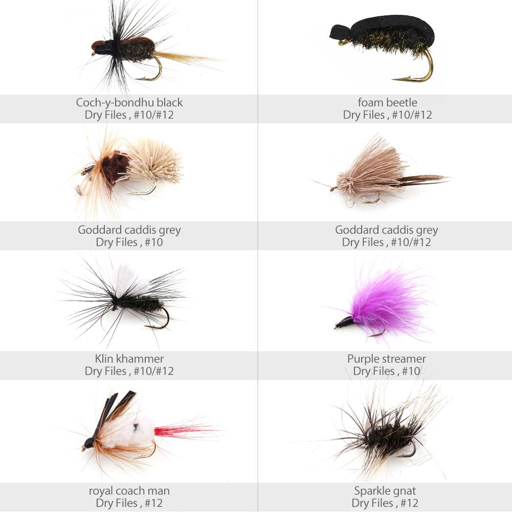 LotFancy Fly Fishing Lures Kit with Tackle Box, Dry/Wet Flies,Nymph Flies, Wooly Bugger Flies, Streamers, Emergers, Caddis Fly Assortment for Trout Bass Salmon