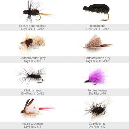 LotFancy Fly Fishing Lures Kit with Tackle Box, Dry/Wet Flies,Nymph Flies, Wooly Bugger Flies, Streamers, Emergers, Caddis Fly Assortment for Trout Bass Salmon
