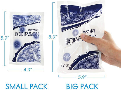 LotFancy Instant Ice Pack, 12PCS Disposable Cold Packs, Cold Therapy Compress for Emergency First Aid, Sports Injuries, Swelling, Toothaches, Sprains, 6 Small and 6 Large