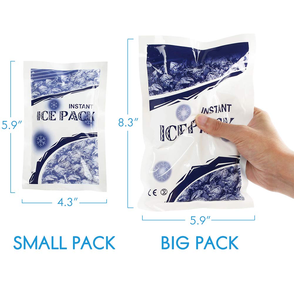 LotFancy Instant Ice Pack, 12PCS Disposable Cold Packs, Cold Therapy Compress for Emergency First Aid, Sports Injuries, Swelling, Toothaches, Sprains, 6 Small and 6 Large