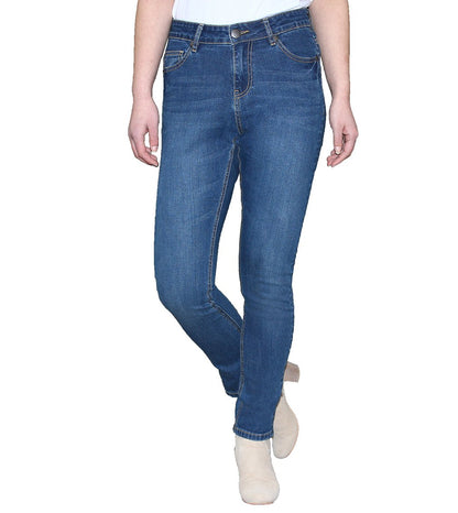 LotFancy Plus Size Straight Stretch Blue Denim Jeans for Women Ladies Girls, Midrise