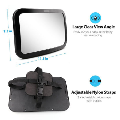 LotFancy Rear Facing Baby Back Seat View Mirror,Safe,Shatter-Proof,Large Size,Clear-Sight