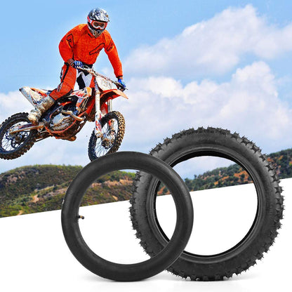 LotFancy 3.00-12 Dirt Bike Tire & Inner Tube Set, 80/100-12 Knobby Tire for Motocross, Dirt Bike, Off Road, Trail Motorcycle, Heavy Duty Front or Rear Tire Replacement with TR87 Valve Stem