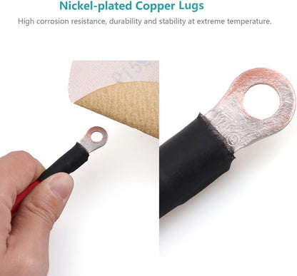 Copper Lug Terminal Eyelet Connector for 6AWG Battery Cables, Tinned, 1/4” Ring, Pack of 10