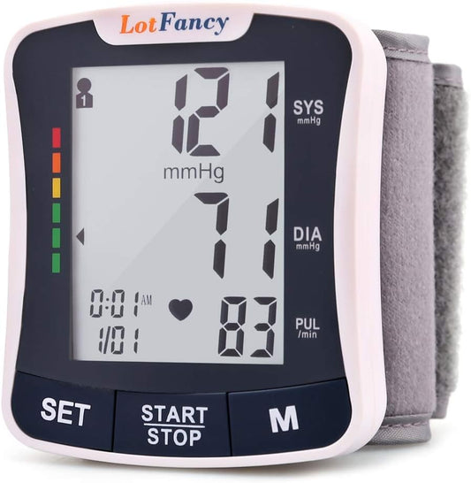 LotFancy Wrist Blood Pressure Monitor Cuff (2 Users, 120M(Talking Function))