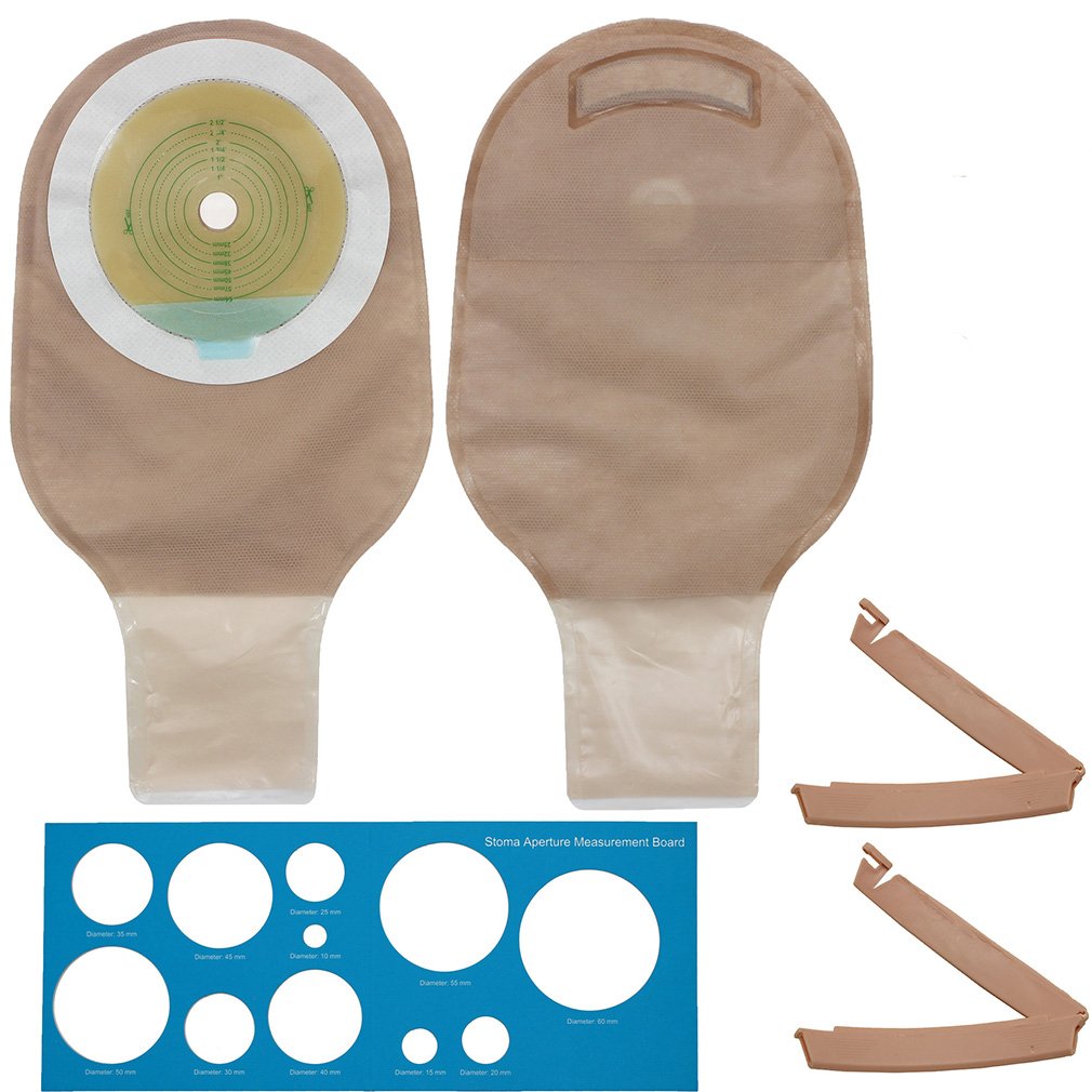 LotFancy 10 Drainable Pouches - Ostomy Bags with Clamps for Colostomy Ileostomy Stoma Care, Cut-to-Fit, One-Piece System