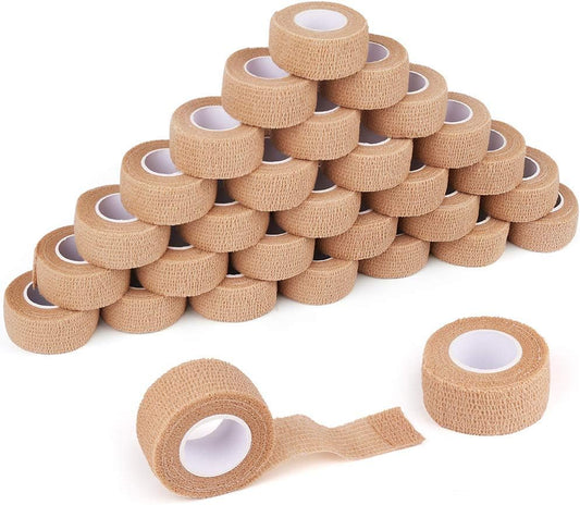 LotFancy 30 Pack Cohesive Bandage, 1 Inch x 5 Yards, 30 Rolls, Self Adherent Wrap, First Aid Tape, Elastic Wrap, Sports Tape, Medical Supplies