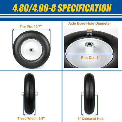 LotFancy Wheelbarrow Wheels and Tires, Replacement for Wheel Barrel Lawn Cart Garden Wagon