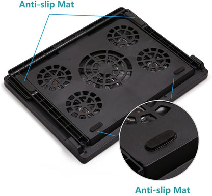 LotFancy Laptop Cooler Cooling Pad with 5 Quiet Fans for 12-17" Notebook, Dual USB Ports
