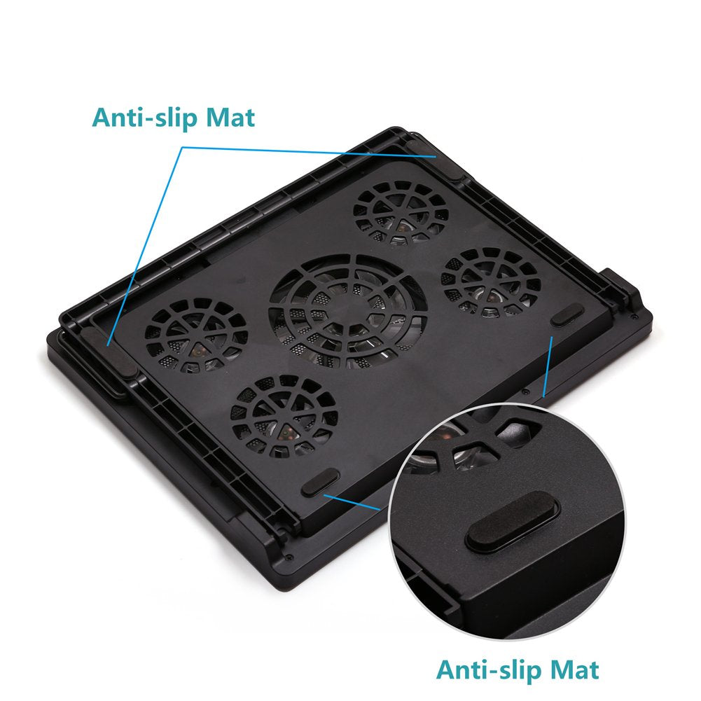 LotFancy Laptop Cooler Cooling Pad with 5 Quiet Fans for 12-17" Notebook, Dual USB Ports
