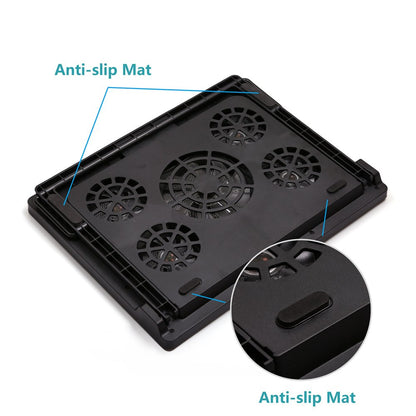 LotFancy Laptop Cooler Cooling Pad with 5 Quiet Fans for 12-17" Notebook, Dual USB Ports