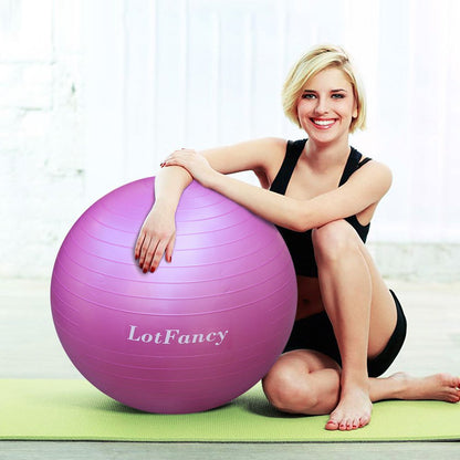 LotFancy Exercise Stability Ball with Foot Pump Fitness Balance Ball for Yoga Pilates Gym, Thick, Heavy Duty, Anti-Burst, 55cm 65cm 75cm Available