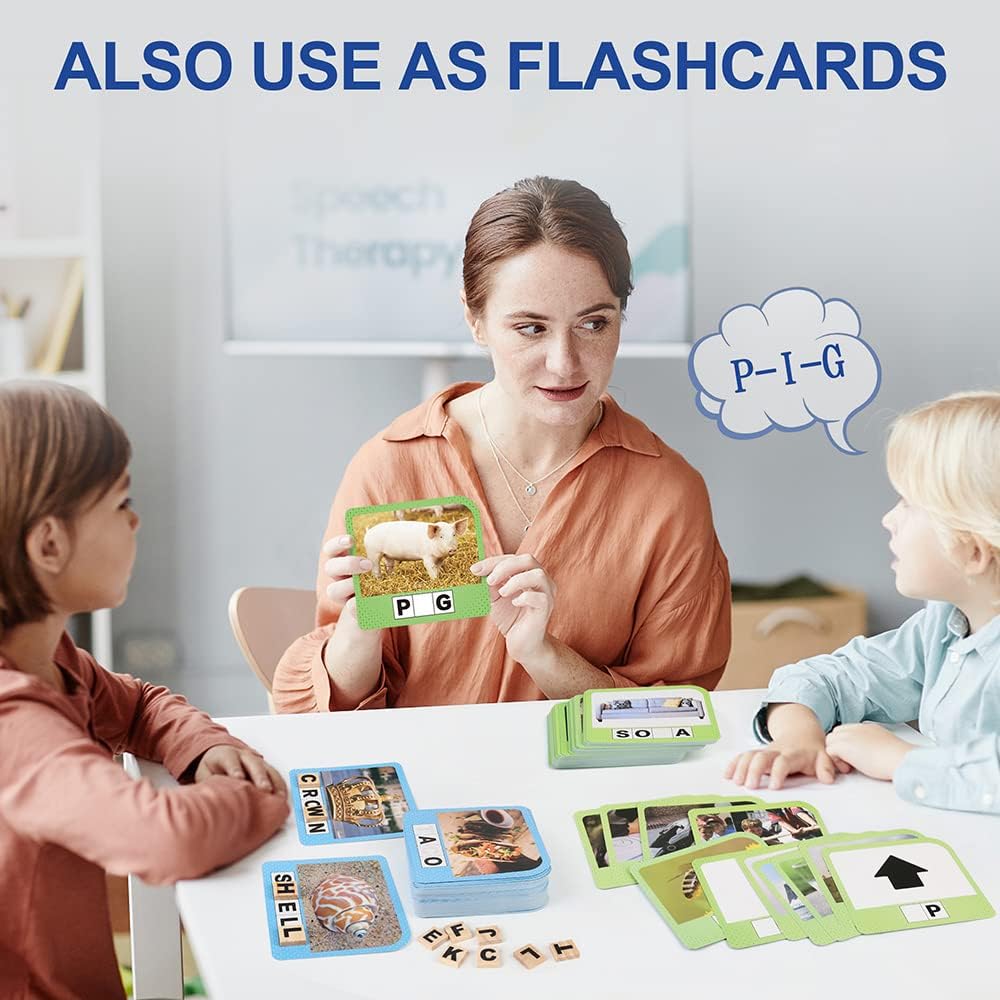 BenBen Spelling Games, CVC Word Games, Sight Words Flash Cards, Preschool Kindergarten Learning Activities, Montessori Educational Toys Gifts for Kids PMT