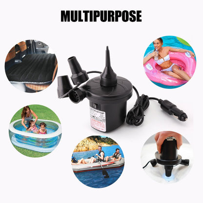 LotFancy Electric Air Pump, 12V DC Air Pump for Inflatables, Portable Inflator/Deflator Pumps for Kayaks, Outdoor Camping, Air Mattress, Air Bed Raft Pool Toys, with 3 Nozzles, Quick-Fill