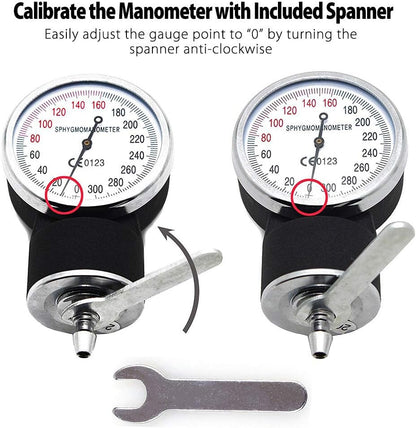 Aneroid Sphygmomanometer, LotFancy Manual Blood Pressure Cuff, BP Stethoscope Kit with Adult Size Cuff (10”-16"), Carrying Case Calibrator Included