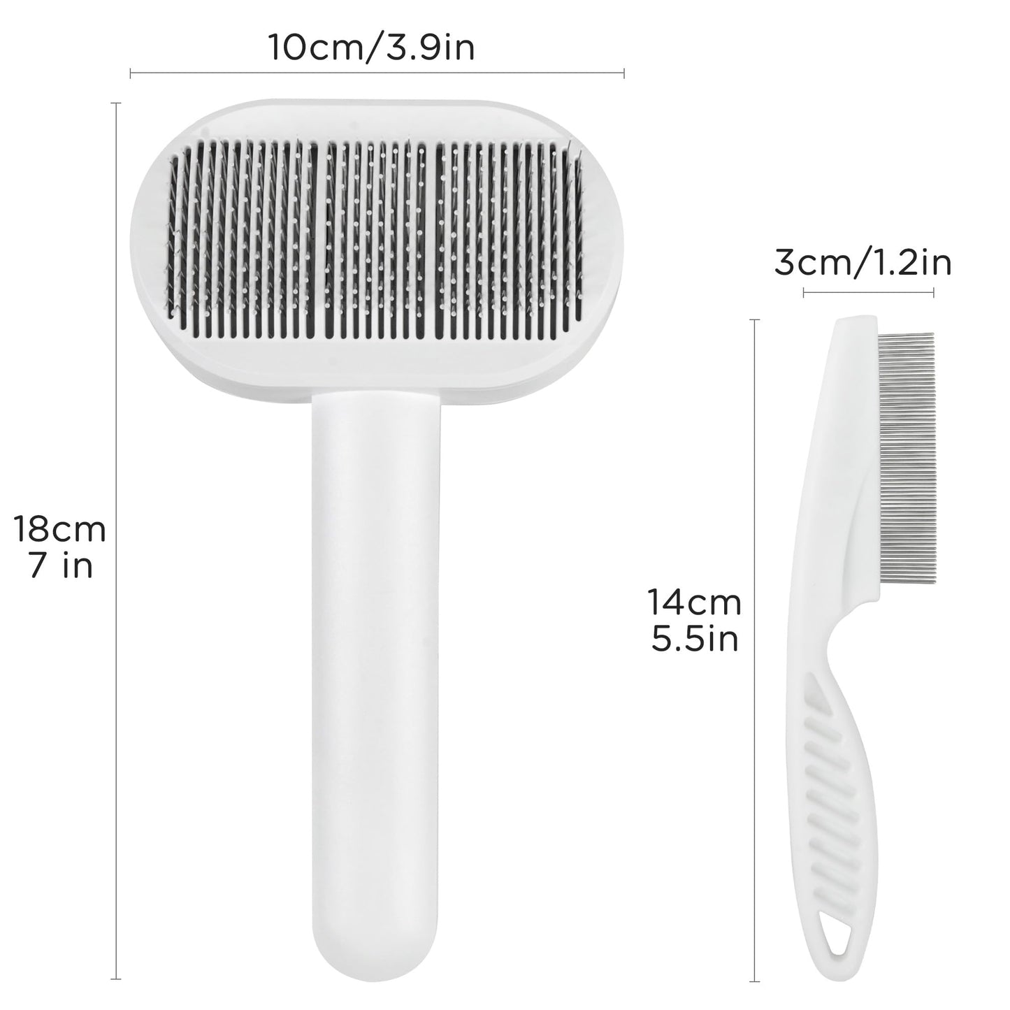 Prime Pets Cat Brush, Self-Cleaning Slicker Brush with Release Button, Cat Grooming Brush for Short or Long Haired Cats, Pet Brush for Kitten Bunny, Pet Hair Removal Tool PMT